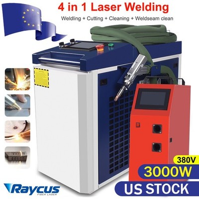 Raycus 3000W Fiber Laser Weldino Cleaning Cutting Machine Double Feeder US Ship