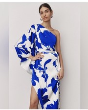anthropologie hutch dress, Blue And White Stretch Satin, Size 4