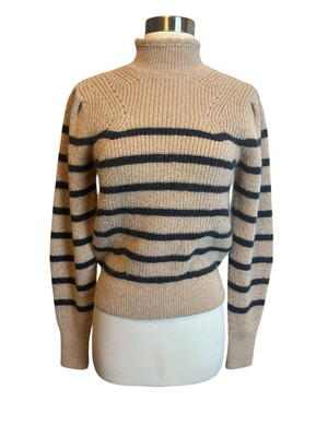 Berenice Paris Sweater Small Beige Striped Wool Mohair FLAWED