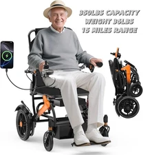 36LB Foldable Lightweight Electric Wheelchair Intelligent 350LB All Terrain FDA