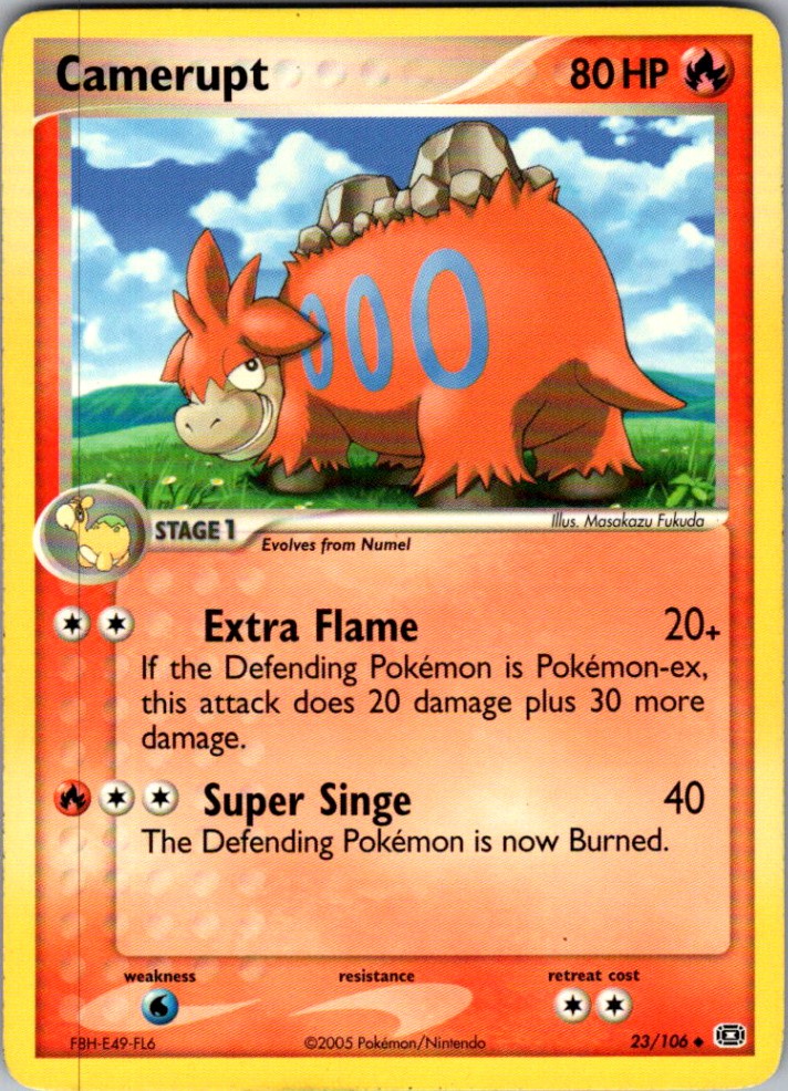 Camerupt - Emerald - EM 23/106 -  VINTAGE single MP to HP Pokemon Card