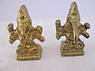 Vintage Indian Brass 2 of Ganapati Elephant God Ganesh Figure statues - Image 1 of 4