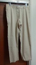 EDDIE BAUER FLAT FRONT PANT RISTON FIT RELAXED FIT TAN 35 LTWT SOFT COTTON