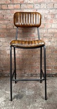 Hoxton Tan Leather Bar Stool - Modern Industrial Design