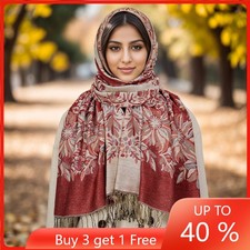 Boho Ethnic Women Muslim Long Scarf Turban Head Cover Wrap Embroidery Headscarf