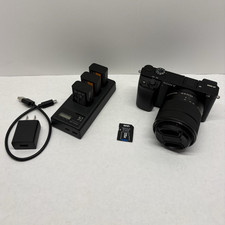Sony Alpha a6000 24.3MP Black Mirrorless Camera w/ 18-55mm OSS Lens batteries