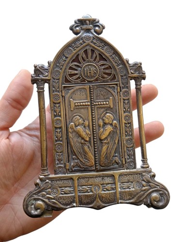 *HH* Antique Altar Icon Religious Plate Votive Devotional Madonna Angels - Picture 7 of 22