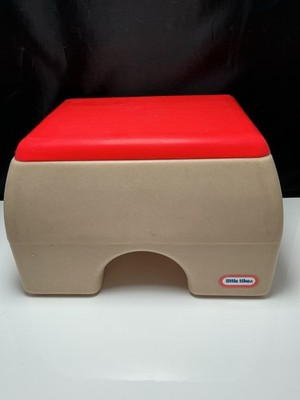 1985 Little Tikes Kids Step Stool Red Top Cream Plastic Toddler