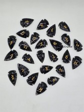 Black Obsidian Arrowhead Rune Set 25pc Elder Futhark Viking Norse Divination.