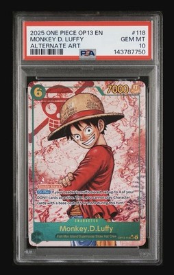 ONE PIECE MONKEY D. LUFFY 2025 OP13-CARRYING ON HIS WILL #118 ALT ART PSA 10  