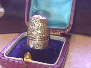 Antique Victorian Charles Iles, Birmingham England Silver Engraved Thimble