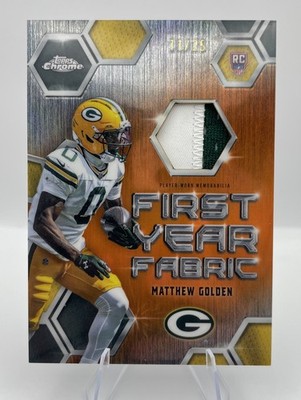  2025 Topps Chrome First Year Fabric Orange Refractor /25 Matthew Golden  
