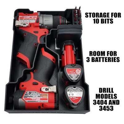 M12 Fuel Drill Driver Organizer For Milwaukee Compact Packout insert 3404  3453