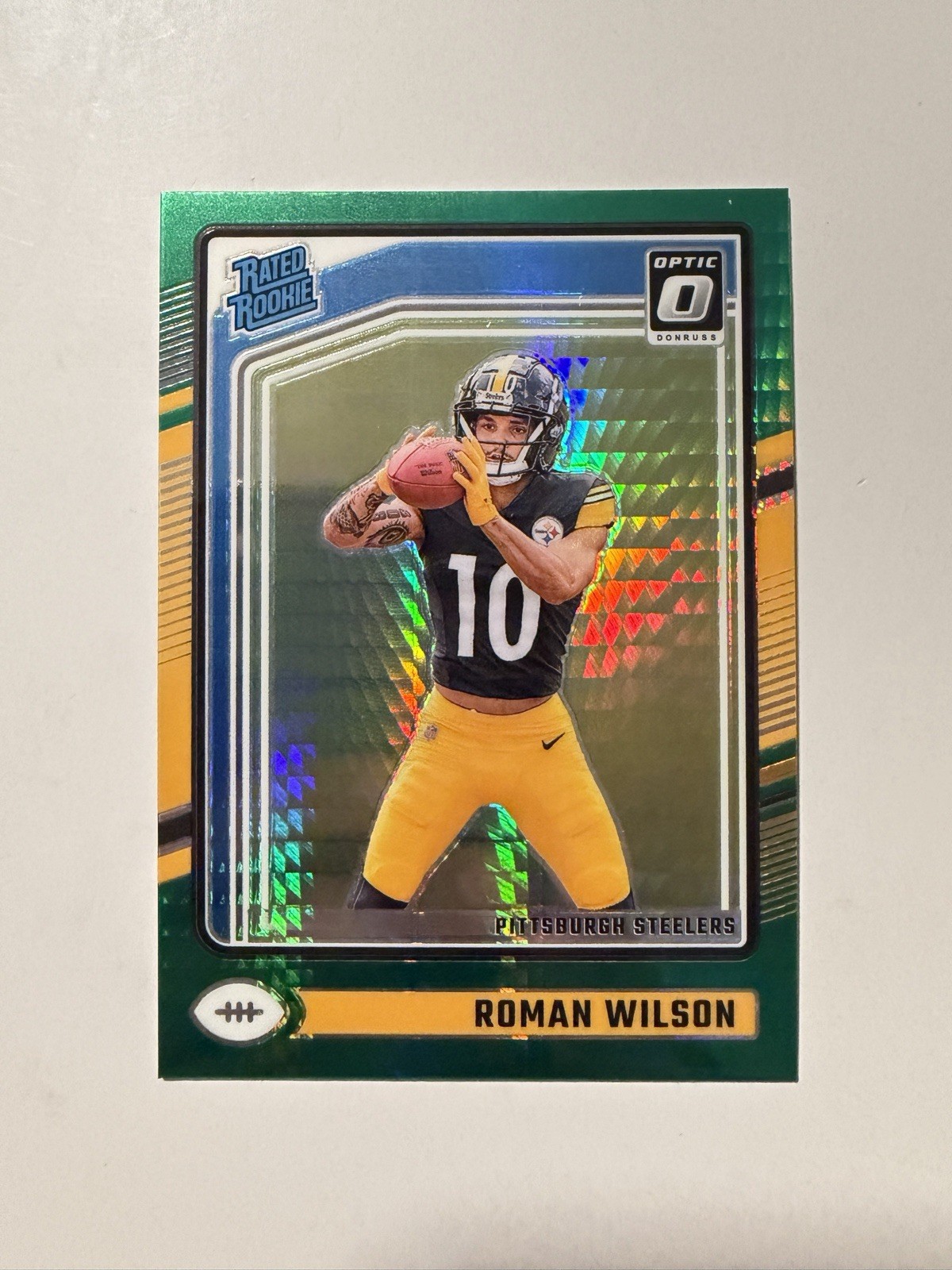 2024 Panini Donruss Optic -Rated Rookie Roman Wilson #285 Green Hyper Priam (RC)