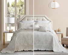 Oversized King Bedspread Extra Wide Super King 138"x122" , Ivory