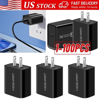 1-100X 20W Fast Type-C PD Travel/Wall Charger For Universal Samsung iPhone Lot