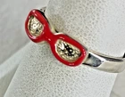 VTG Sterling Silver JC Signed Red Sun Glasses Ring, Sz 7 NOS