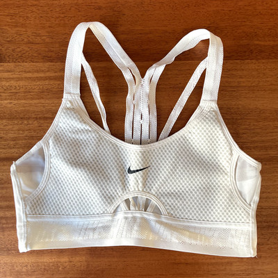 NIKE Dri-FIT Indy UltraBreathe White Strappy Sports Bra Size Medium