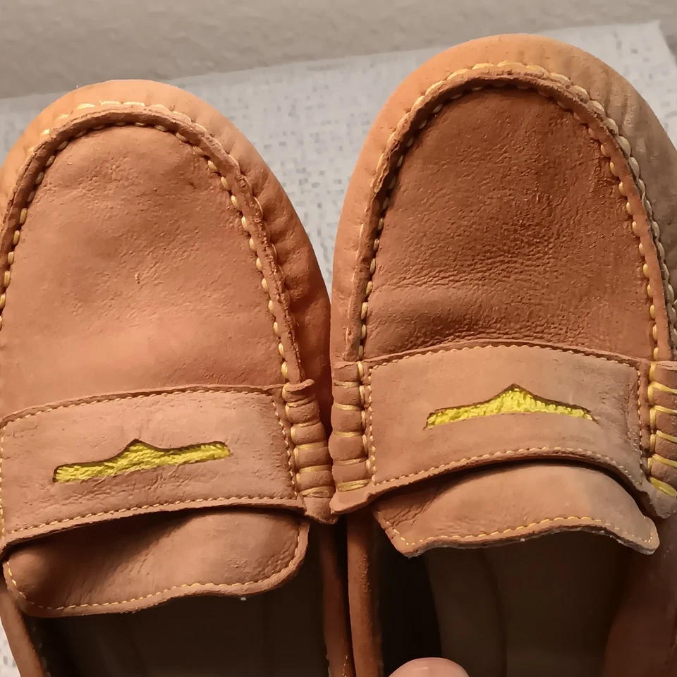 Johnston & Murphy Mujer Cuero Tostado y Verde Manzana Forrado Mocasines de Conducción 6 M Foto 4 de 4