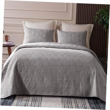 California King Quilt Bedding Set, Soft California King 104"x112" Lightgrey