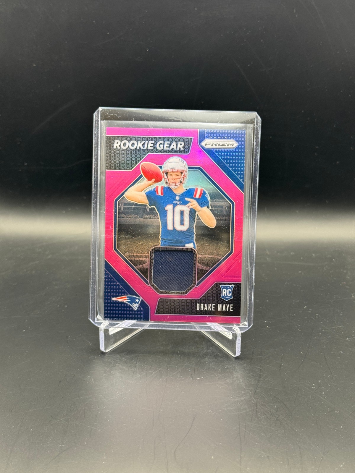 2024 Panini Prizm - Rookie Gear Drake Maye #RG-DME Pink Prizm (MEM, RC)