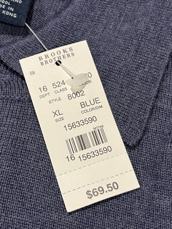 Suéter Brooks Brothers Para Hombre Extra Grande Azul Extra Fino Italiano Merino Polo Foto 3 de 4