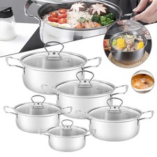 Pots and Pans Sets,Kitchen Stainless Steel Pan Set for Cooking,Steamer Saucepan