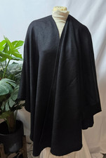 Peruvian Black 100 Wool Poncho Open Front One Size