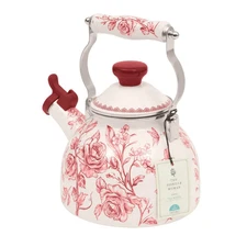 The Pioneer Woman Agatha 2.0-Quart Enamel on Steel Tea Kettle, Red