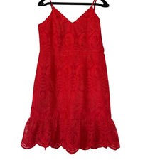 Lulus Shura Red Embroidered Sleeveless Dress Size Medium NWT 