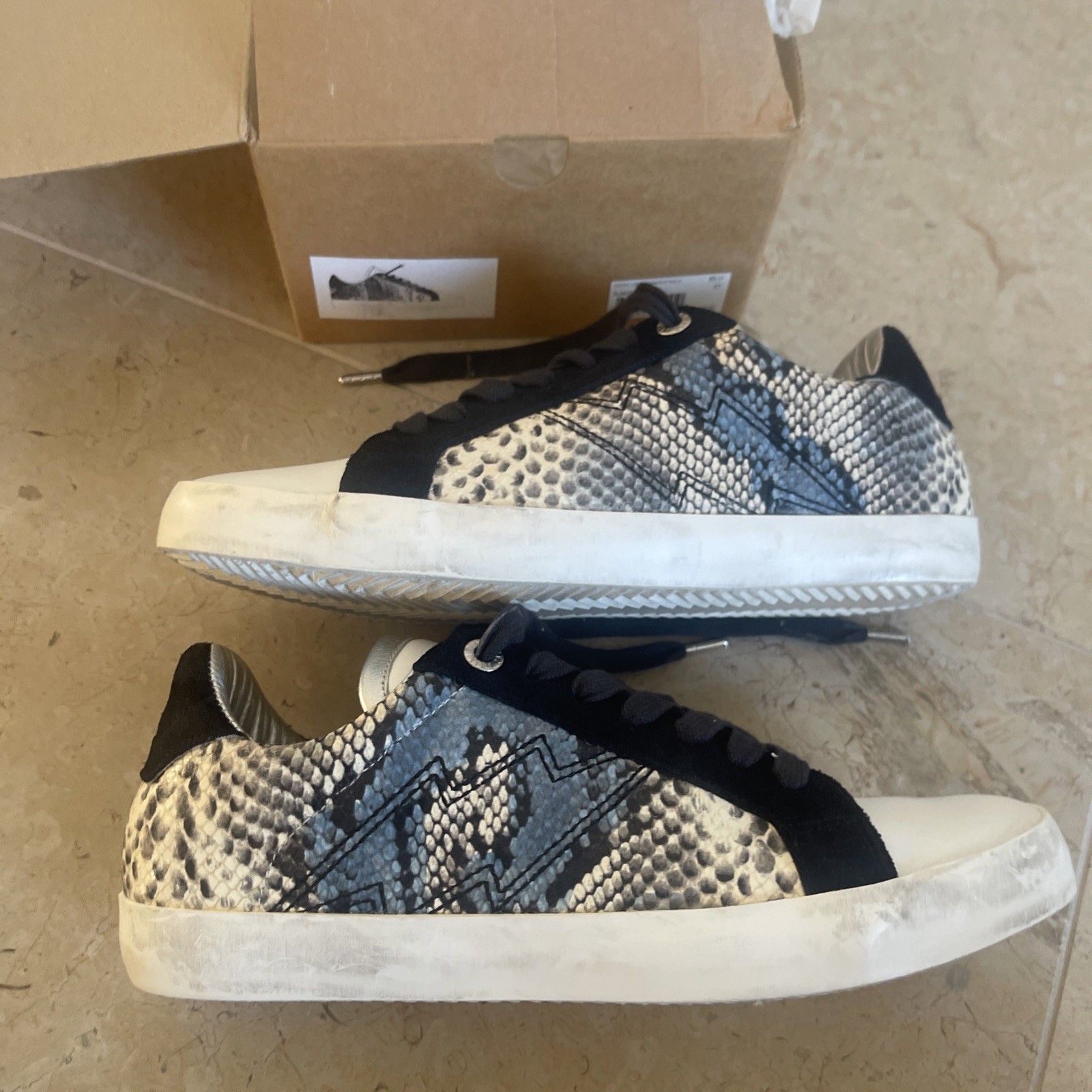 RARE Zadig Voltaire Women’s Fashion Sneakers Snake Leather US 10 EU 41 SOLD OUT image 3