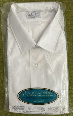 18.5 33 Vintage WINGS ENDURA-PRESS WHITE DRESS UNIFORM Converti-Cuff Shirt USA