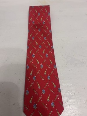 Como House Italy Silk Tie Red Golf Clubs Golfer Novelty Necktie Mens Classic