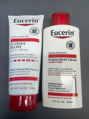 Eucerin Eczema Relief Cream & Body Wash 13.5 fl oz and 14 oz Bundle