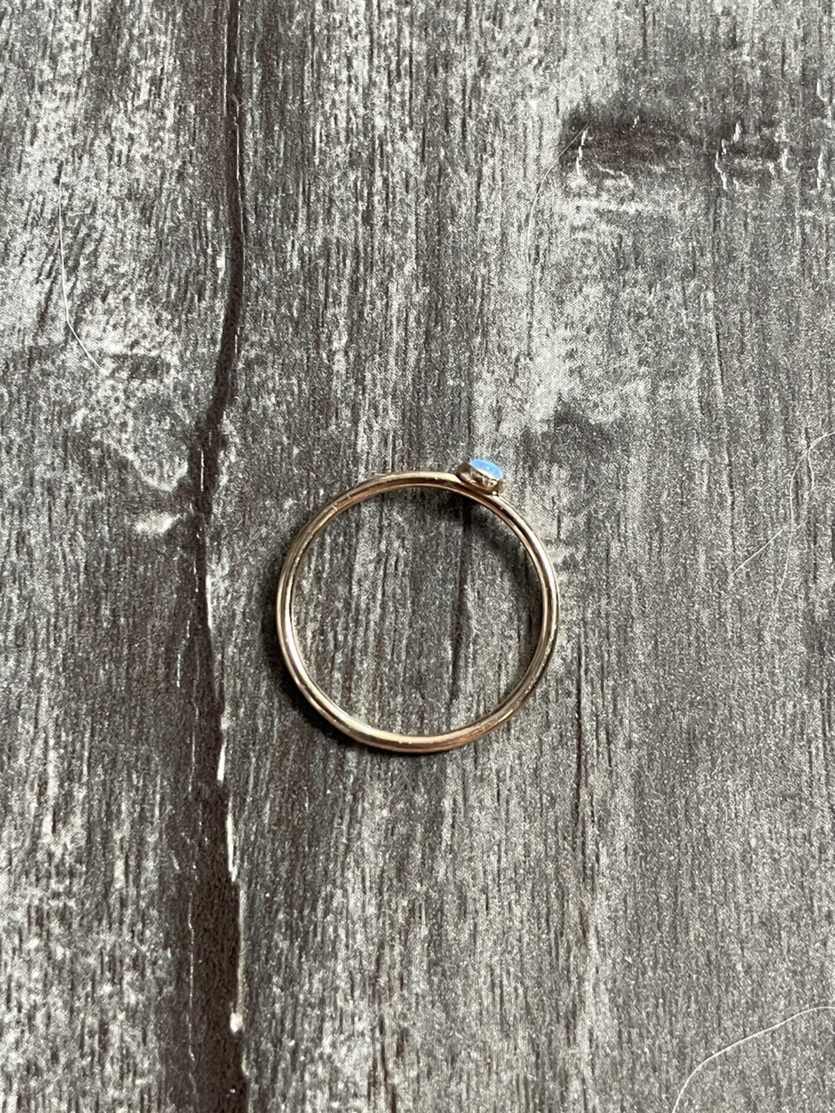 Tiny Opal Ring Stackable Minimal 1mm Gold  Band 2… - image 1