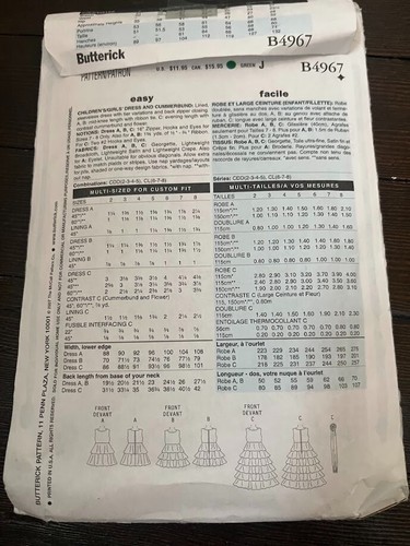 Butterick B4967 Girls Special Occasion Dress Easter Ruffles Sz 2-5 Uncut - Picture 5 of 5