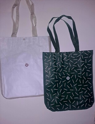Lululemon Bags Shopping Bags Large Reusable Totes White & Green 16x14x6 | eBay Lululemon Bags Shopping Bags Large Reusable Totes White & Green 16x14x6 | eBay