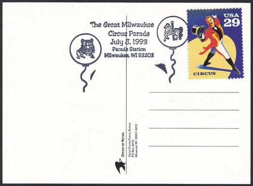 US Circus, Milwaukee Philatelic Society, Parade, Blue Color Proof B + 1 PC - Picture 4 of 4