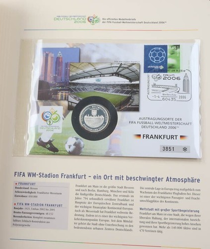 Fußball WM 2006 Sammlung Numisbriefe incl. seltener Goldmedaille in 2 Alben - Bild 13 von 22
