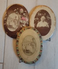 Antique Celluloid Tin Oval Picture Photos