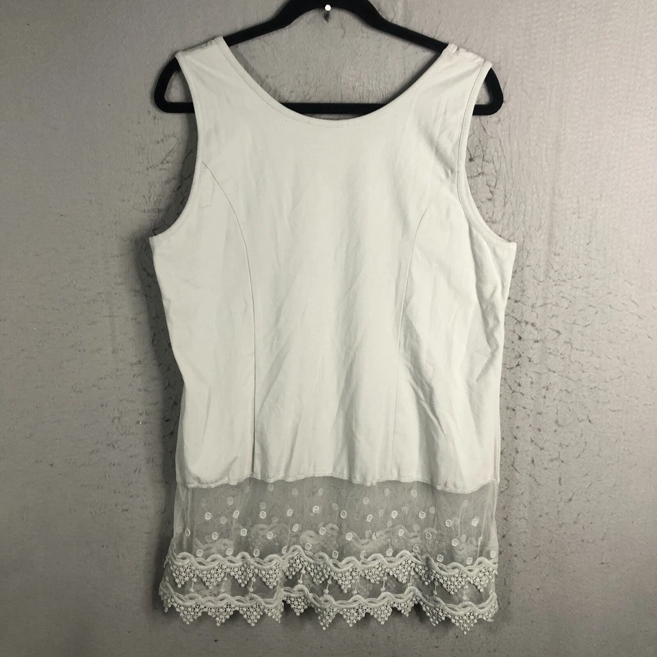 Kathleen Kirkwood Top Women XL Gray Lace Trim Feminine Fairy Tank Tunic Romantic - Image 3 of 4
