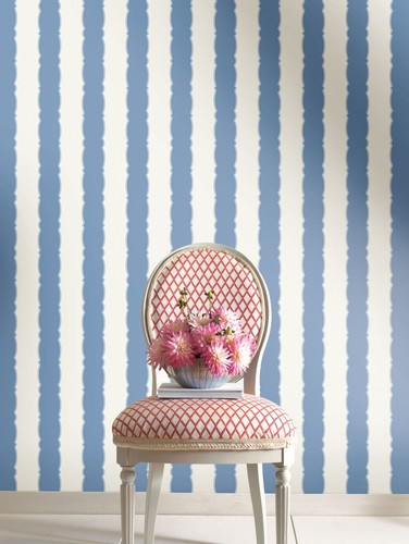 York Wallcoverings GR6012 Scalloped Stripe Wallpaper Blue - 第 3/6 張圖片