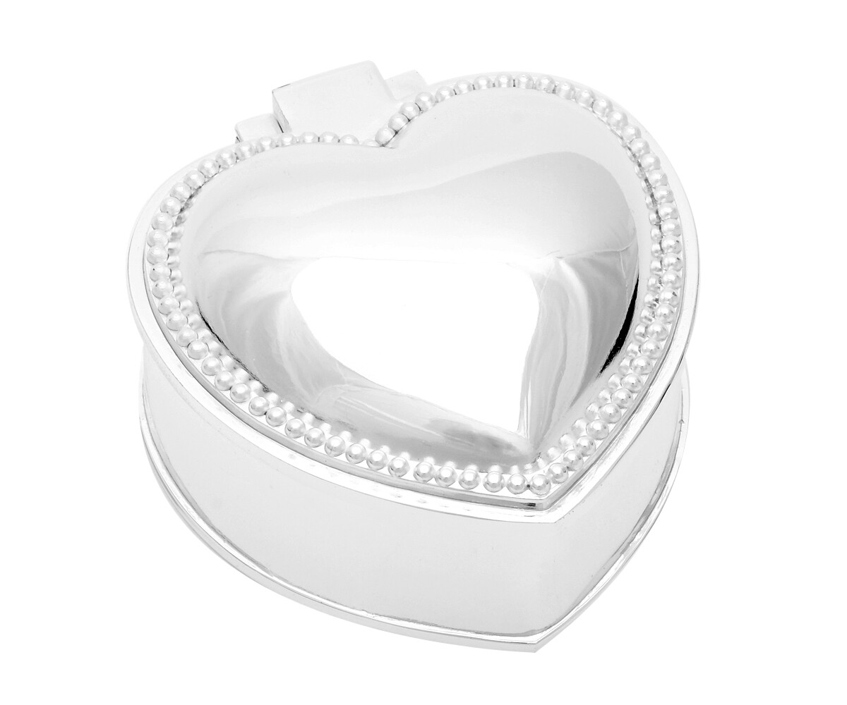 Caja De Corazón Para Joyas Con Grabado En Plata