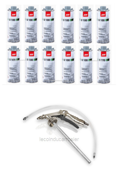 Anti-gravillons gris U100 en lot de 12 avec son pistolet d'application