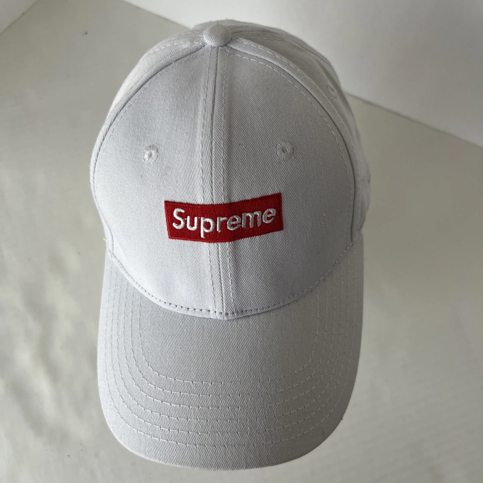 Chapeau casquette logo petite boîte suprême blanc sangle réglable