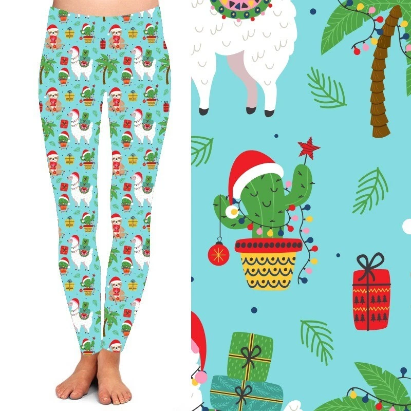 Llama Sloth Cactus Christmas Tree Women's Leggings