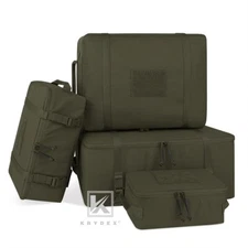 KRYDEX 4pcs Tactical Modular Pouch Set Outdoor Organizer Travel Suitcase Green