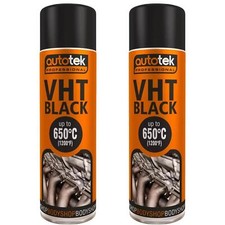 Autotek Matt Black VHT Very High Temperature Aerosol Spray Paint 500ml x2