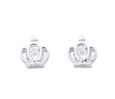 1 Pair Girls Princess Crown Ear Studs s925 Sterling Silver Push Back Earrings