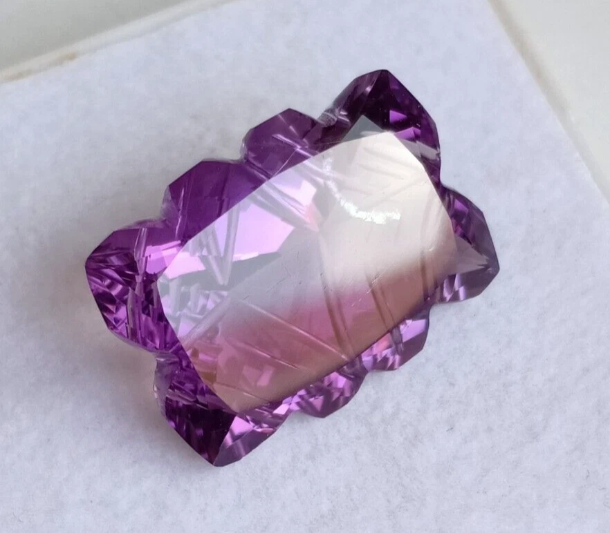 Piedra preciosa suelta natural tallada flor cuadrada amatista mogol 14,80 quilates Foto 4 de 4